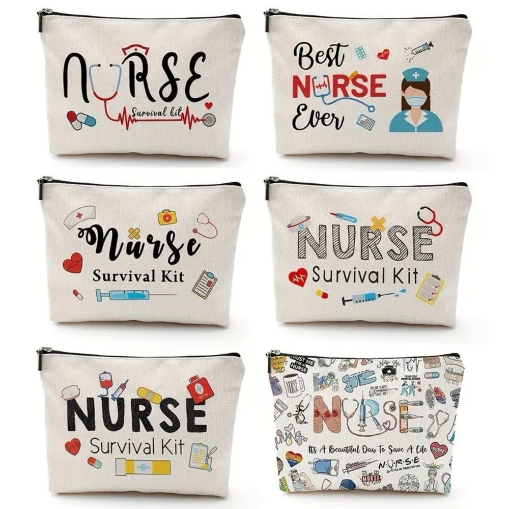 Nurse Themed Cosmetic Bag  multiple colors Cream